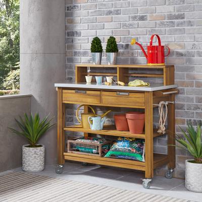 Homestyles Maho Brown Wood Potting Bench - N/A