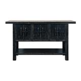 Artissance 63"L Rectangular Antique Black Pine Wood Indoor Amalfi Console Table w/3 Doors and Open Shelf