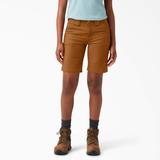 Dickies Women's Flex DuraTech Straight Fit Shorts, 9" - Brown Duck Size 2 (FR085)