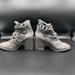 Free People Shoes | Free People Carrera Heeled Bootie 37 6.5 7 Grey Strap Western Boot Leather Ankle | Color: Gray | Size: 37eu