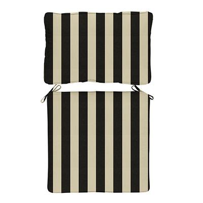 Replacement Seat and Back Cushion with Zipper - 26x42 - Fast Dry, Canopy Stripe Black/Sand Sunbrella - Ballard Designs