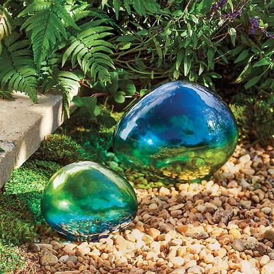 Glass Garden Stones - Green Blue Ombre - Small - Ballard Designs