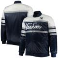 Men's Mitchell & Ness Navy/Gray New York Yankees Big Tall Coaches Satin Full-Snap Jacket