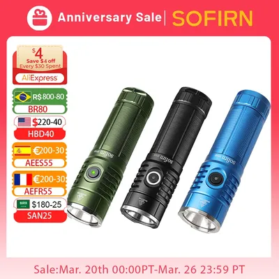Sofirn – lampe de poche SP33S à lumière LED puissante Rechargeable par USB C XHP70.2 26650