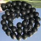 AAAA – collier en pierre d'agates naturelles noires polies mates Onyx rondes amples perles