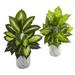 Dieffenbachia Artificial Plant in Marble Finish Planter (Set of 2)