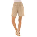 Plus Size Women's Soft Knit Short by Roaman's in New Khaki (Size S)