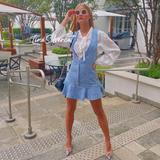 Zara Dresses | Blogger's Fave! Zara Tweed Pinafore Mini Dress Blue Sz M Nwt | Color: Blue/White | Size: M