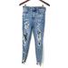 American Eagle Outfitters Jeans | American Eagle Aeo Super Hi-Rise Jeggings Blue Distressed Denim 4 Short Women's | Color: Blue | Size: 4