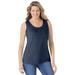 Plus Size Women's Beaded Tank Top by Woman Within in Navy (Size 4X)