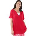 Plus Size Women's Split-Neck Henley Thermal Tee by Woman Within in Vivid Red (Size 14/16) Shirt