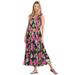 Plus Size Women's Pintucked Sleeveless Dress by Woman Within in Black Multi Fun Floral (Size L)