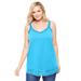 Plus Size Women's Lace-Trim V-Neck Tank by Woman Within in Paradise Blue (Size 30/32) Top