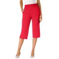 Plus Size Women's Soft Knit Capri Pant by Roaman's in Vivid Red (Size M)