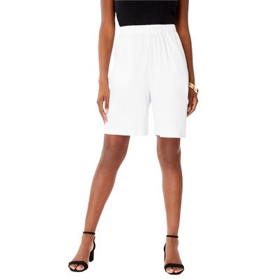 Plus Size Women's Soft Knit Short by Roaman's in White (Size 4X)