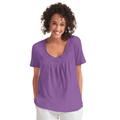 Plus Size Women's Crochet-Trim Knit Top by Woman Within in Pretty Violet (Size 30/32) Shirt