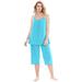 Plus Size Women's Breezy Eyelet Knit Tank & Capri PJ Set by Dreams & Co. in Caribbean Blue (Size 18/20) Pajamas