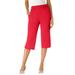 Plus Size Women's Soft Knit Capri Pant by Roaman's in Vivid Red (Size 3X)