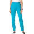 Plus Size Women's Straight-Leg Soft Knit Pant by Roaman's in Ocean (Size 1X) Pull On Elastic Waist