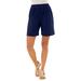 Plus Size Women's Soft Knit Short by Roaman's in Navy (Size 4X)