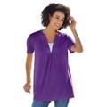 Plus Size Women's Crochet Layered-Look Tee by Woman Within in Purple Orchid (Size M)