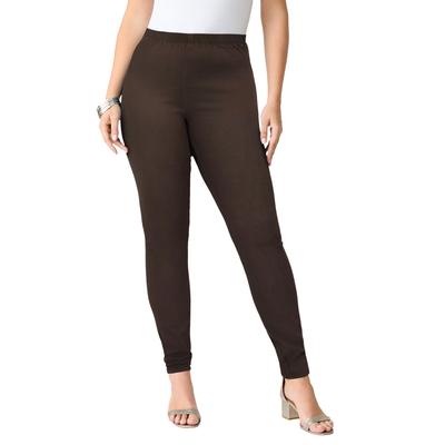 Plus Size Women's Plus Size Comfort Stretch Slim Leg Jean by Denim 24/7 by Roamans in Chocolate (Size 38 T) Elastic Waist Jegging