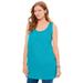 Plus Size Women's Perfect Sleeveless Shirred U-Neck Tunic by Woman Within in Pretty Turquoise (Size 30/32)