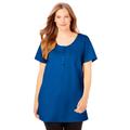 Plus Size Women's Perfect Short-Sleeve Scoop-Neck Henley Tunic by Woman Within in Bright Cobalt (Size 26/28)