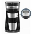 Elite Gourmet EHC111A Personal Single-Serve Compact Coffee Maker Brewer Includes 14Oz. Stainless Steel Interior Thermal Travel Mug, Compatible with Coffee Grounds, Reusable Filter, Black