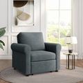 Lark Manor™ Reeltown Twin 36.2" Wide Linen Cushion Back Futon Chair Metal/Linen in Gray | 33.4 H x 36.2 W x 33 D in | Wayfair