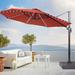 Arlmont & Co. 11 Ft LED Cantilever Patio Umbrella W/Base, Outdoor Offset Round Hanging Market Deck Umbrellas, 360° Rotation For Pool | Wayfair