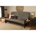 The Twillery Co.® Stratford Queen 87" Wide Loose Back Futon & Mattress Wood/Solid Wood/Polyester in Gray/Black/Brown | 44 H x 87 W x 31 D in | Wayfair