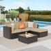 Latitude Run® Seson Wicker/Rattan 4 - Person Seating Group w/ Cushions Synthetic Wicker/All - Weather Wicker/Wicker/Rattan in Brown | Outdoor Furniture | Wayfair