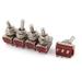 5 x DPDT 6 Terminals 2 Position On Off Self Locking Toggle Switch AC 250V 5A - Red& Silver Tone