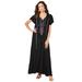 Plus Size Women's A-Line Embroidered Crinkle Maxi by Roaman's in Multi Folk Embroidery (Size 30/32)