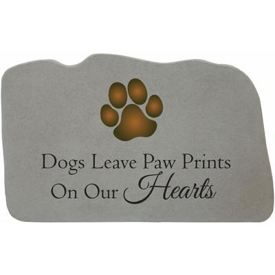 Dogs Leave Paw Prints Pet Garden Memorial Accent Stone by Kay Berry in Grey