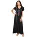 Plus Size Women's A-Line Embroidered Crinkle Maxi by Roaman's in Multi Folk Embroidery (Size 34/36)