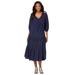 Plus Size Women's Eyelet Ruffle Dress by Roaman's in Navy (Size 22/24)