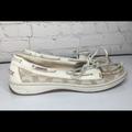 Coach Shoes | Coach Q1780 Richelle Beige Gold Logo Boat Loafer Flats Us 8 B Worn Once | Color: Cream/Tan | Size: 8