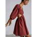 Anthropologie Dresses | Anthropologie Forever That Girl Scalloped Mini Dress Sz Xl Edge Puff Nwt (F | Color: Brown | Size: Xl