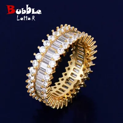 Bagues en cuivre véritable pour hommes lettre bulle breloque couleur or zircone cubique AAAAA