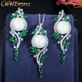 CWWcontre-indiqué-Boucles d'Oreilles en Clip Cubique Vert pour Femme Ensemble de Bijoux Vintage