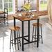 3 Piece Dining Table Set, Modern Square Bar Table and 2 Round Stools, Kitchen Counter Height Table Set