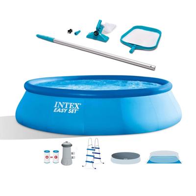 Intex 15' x 42" Easy Set Portable Inflatable Swimming Pool and Maintenance Kit - 89