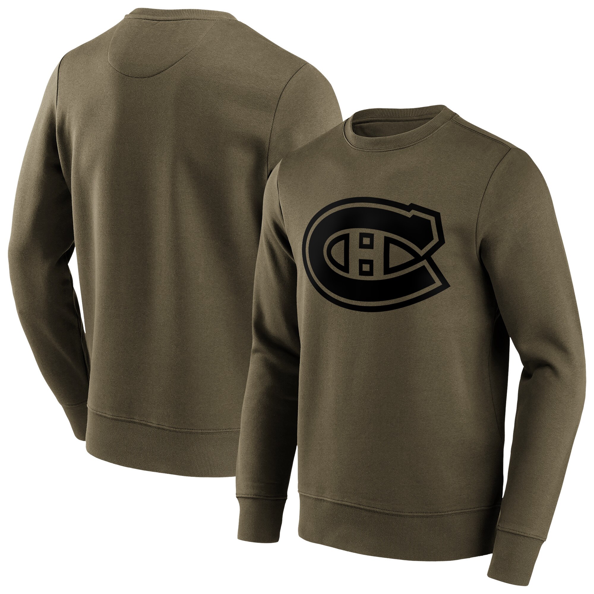 Montreal Canadiens Fanatics Branded Iconic Preferred Logo Graphic Crew Sweatshirt - Khaki - Herren Image
