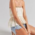 Anthropologie Tops | Anthropologie Ivory Lace Peplum Tube Top Nwt Women’s Size Large | Color: Cream | Size: L