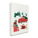 The Holiday Aisle® Retro Christmas Cottage Landscape Festive Dog Hat Canvas in Green/Red | 30 H x 24 W x 1.5 D in | Wayfair