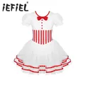 Robe justaucorps en dentelle à manches bouffantes pour enfants costume de danse de ballerine pour