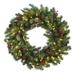 30-inch Lighted Pine Wreath w/Berries & Pine Cones - Green