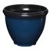 Southern Patio 12 Inch Heritage Outdoor Round Glossy Resin Planter, Monaco Blue - 1
